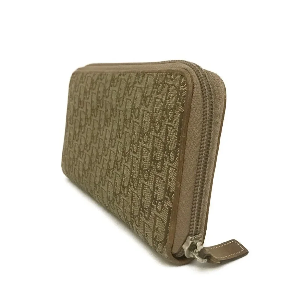 EGA Christian Dior Oblique Trotter Canvas Zip Around Long Wallet Beige/9BL1393